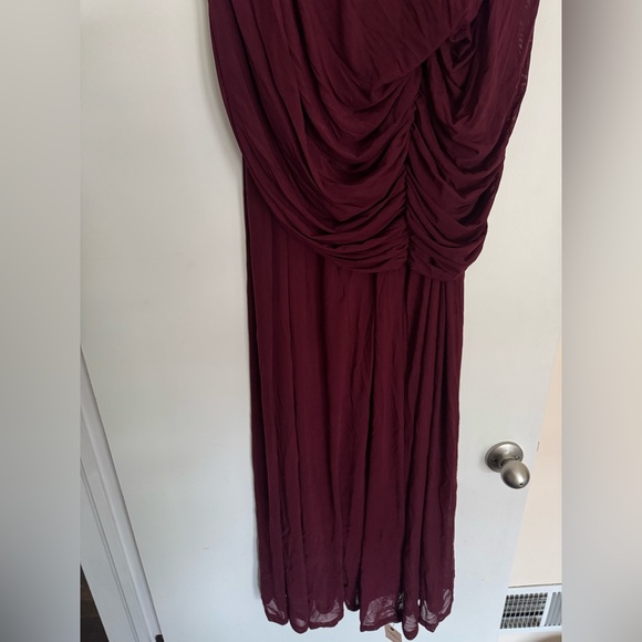 PLT label mulberry mesh drape bandeau maxi dress - Picture 6 of 9